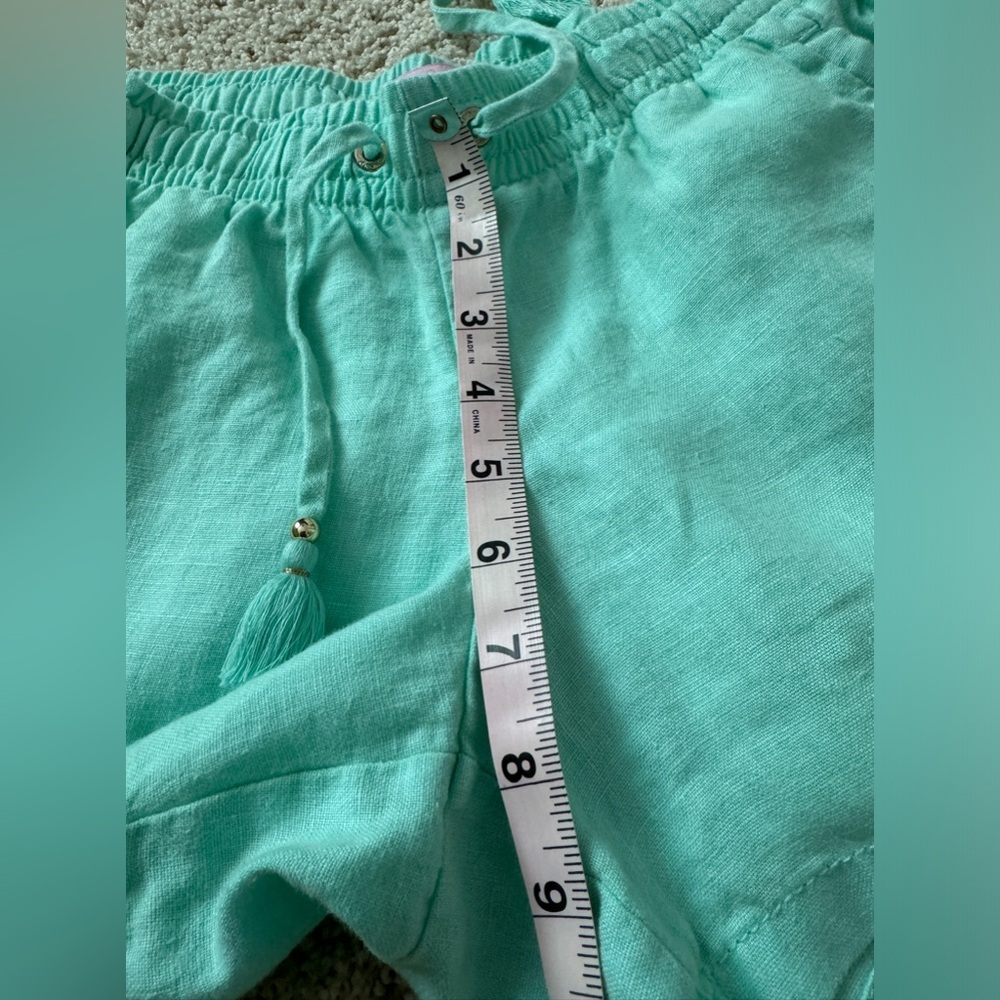 Lilly Pulitzer Linen drawstring shorts Aqua blue green Medium - Picture 9 of 11